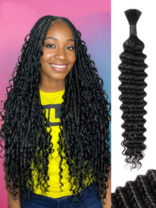 Human Braiding Hair, Boho Braids Human Hair 1 Bundle 50g 18 Inch Deep Water Wave Bulk Human Hair for Braiding No Weft 12A Brazilian Virgin Curly Huma