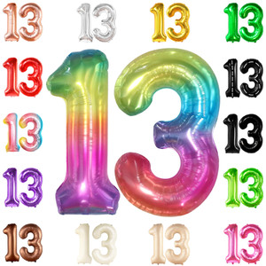KatchOn, Giant Rainbow Number 13 Balloon - 40 Inch | 13 Birthday Balloons | 13th Birthday Decorations for Girls | Number Balloons for Anniversary Dec