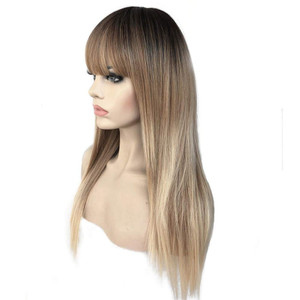 Aimole 24" Long Straight Premium Synthetic Wig Natural Ombre Wigs T6/271/613A Brown Blonde