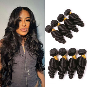 Loose Wave Human Hair 4 Bundles 14 16 18 20 Inch 400g 10A Grade Unprocessed Virgin Brazilian Hair Bundles For Black Women Double Weft Sew In Human Ha