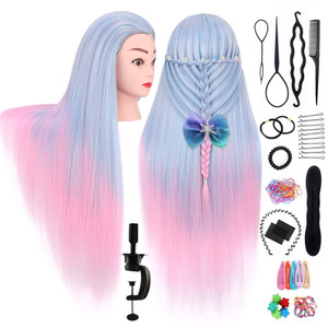 Mannequin Head, TopDirect 29'' Hair with Synthetic Manikin Head Practice Cosmetology Doll Styling Hairdressing Training Braiding Clamp Holder & Tools