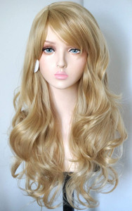 Blonde wig Adult Women Halloween Costumes,costume wig blonde long wavy blonde heat resistant fiber wigs for women halloween costume