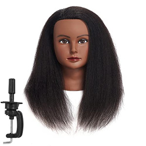 Traininghead 100% Real Hair Mannequin Head Training Head Cosmetology Doll Head Manikin Practice Head Hairdresser With Free Clamp Holder Female
