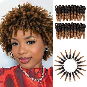 BECUS Crochet Braids Hair for Black Women 3 Packs 10 inch Synthetic Short Braiding Tapered Cut Black and Blonde Jamaican Jumpy Wand Crochet Hair Exte