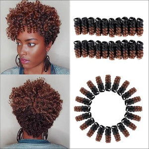 PHOCAS HairPhocas 5 Packs Synthetic Saiany Curly Crochet Hair 10 inch 20roots/pack for Crochet Braids Hair(Black to Brown)