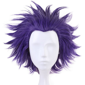 ANOGOL Hair Cap+ Purple Spiky Wig Men Purple Crazy Wig Funny Wigs for Crazy Hair Day Short Spiky Wigs for Anime Cosplay for Halloween Party Costume C