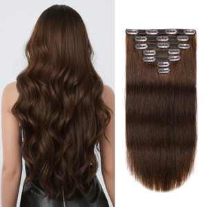 Jiameisi Clip in Hair Extensions Real Human Hair, 14inch Remy Human Hair Extensions Double Weft 70g 7pcs, Natural Straight Clip ins for Women, Ideal