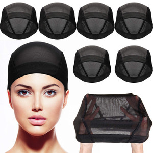Tatuo 5 Pack Mesh Wig Cap for Women Blank Stretchable Dome Caps for Making Wigs(Clear Blank)