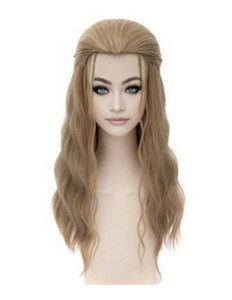 OYSRONG Men Long Curly Wavy Wig with Half-Up Style, Blonde Cosplay Heat Resistant Fibre Wig