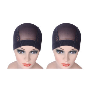 YANTAISIYU 2 PCS/Lot Black Mesh Cap Wig Cap for Making Wigs Stretchable Hairnets with Wide Elastic Band (Mesh Cap L)