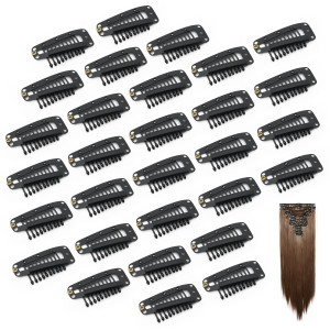 Dreamlover Wig Clips, Hair Extension Clips, 10 Teeth, Black, 30 Pieces