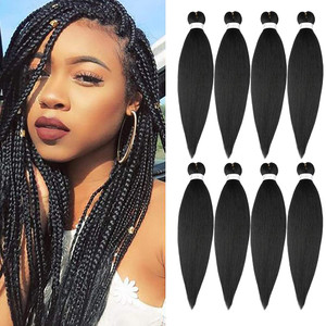Pre Stretched Braiding Hair 20"-8 Packs Synthetic Braiding Hair Crochet Braids Hot Water Setting Professional Soft Yaki Straight Texture (20Inch,#1)