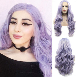 Lilac Purple Lace Front Wigs for Women Soft Wavy Lavender Hair Wig Natural Hairline Realistic Mix Color Long Purple Glueless Synthetic Heat Resistant