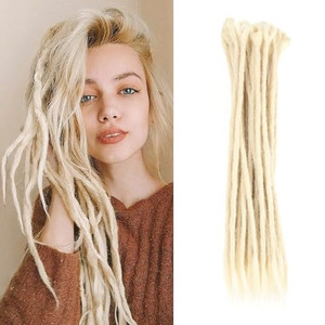 Aosome Dreadlock Extensions Pack of 20 Handmade Crochet Bleached Blonde Synthetic Hair Locs Extension Reggae Hair,20inch