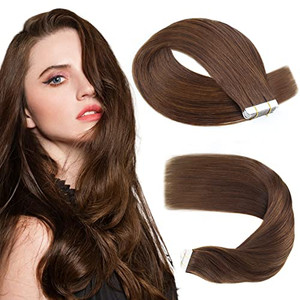 Sassina Tape in Hair Extensions Chocolate Brown #3, Skin Weft Remy Human Hair Extensions Tape in Seamless Double Sided, 18 Inch 20 Pieces 50 Gram/Pac