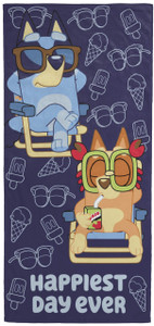 Jay Franco Bluey & Bingo Beach Towel - Kids Super Soft & Absorbent 100% Cotton Towel for Bath and Pool, Measures 28 x 58