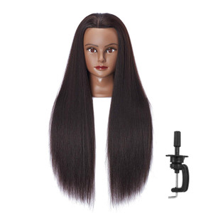 Hairlink 26-28'' Mannequin Head Yaki Synthetic Fiber Hair Styling Training Head Dolls for Cosmetology Manikin Maniquins Practice Head with Stand (661