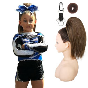 SEIKEA Cheer Ponytail Hair Piece, 10" Straight Tangle-Resistant Smooth Natural Cheerleader Hairpiece Ponytail Extension for Cheer Competition, Dance,