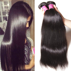 UNICE Hair 10A Malaysian Straight Human Hair 3 Bundles Unprocessed Virgin Human Hair Weave Extensions (20 22 24 inch)