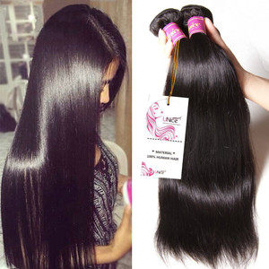 UNICE Hair 10A Malaysian Straight Human Hair 3 Bundles Unprocessed Virgin Human Hair Weave Extensions (14 16 18 inch)
