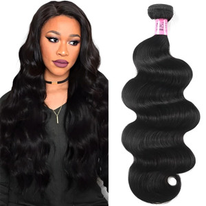 UNice Hair Brazilian Body Wave Human Hair 1 Bundle 18 inch 100% Unprocessed Virgin Human Hair Weave Extensions Natural Black Color Can be Dyed and Bl