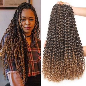 Leeven 7 Pcs Passion Twist Hair Ombre Color Water Wave Synthetic Crochet Braids for Butterfly Locs 18 Inch Passion Twists Crochet Braiding Hair Exten