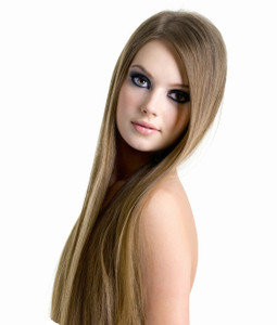 Tressmatch 16"-18" Thick to Ends Remy (Remi) Human Hair Clip in Extensions Light Brown (Color #8) 9 Pieces (Pcs) Full Head Set [Set Weight: 4.2oz/120