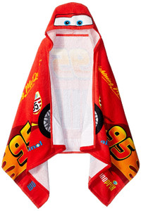 Jay Franco Kids Hooded Towel  22" x 51" Super Soft Bath Wrap with 3D Hood, Beach, Pool & Travel, Official Licensed Product, Red - Cars