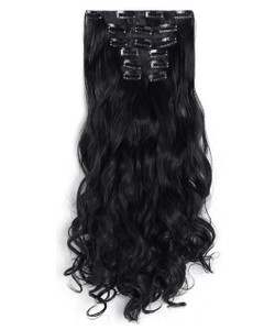 OneDor 20" Curly Full Head Clip in on Synthetic Hair Extensions 7pcs 140g (1B-Off Black)
