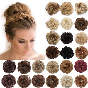 S-noilite Hair Bun Extensions Messy Wavy Curly Dish Donut Scrunchie Hairpiece Accessories Chignons Updo Ponytail Pony Tail Synthetic Hair Extension f