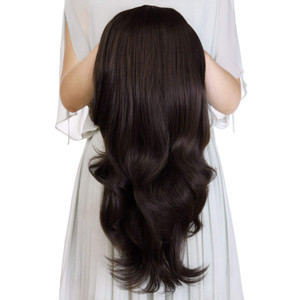 Kori Koli 24 Inch Wavy 3/4 Half Wig Long Synthetic Hair Extensions Light Black Wigs Hair Clips Extension For Women 210g 9#