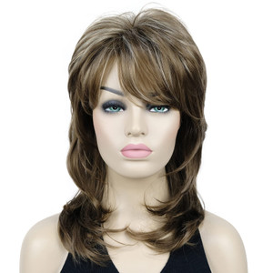 Lydell Long Soft Shaggy Layered Classic Cap Full Synthetic Wigs (12TT26 Brown Highlighted)