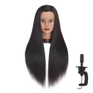 Headfix 26"-28" Long Hair Mannequin Head Synthetic Fiber Hair Hairdresser Practice Styling Training Head Cosmetology Manikin Doll Head with Clamp (6F
