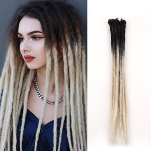 Dsoar Dreadlocks Extensions 24 Inch Ombre Synthetic Dreads Handmade Dreads Extensions Hippie Crochet Locs 10 Strands/Pack(Black and Blonde)