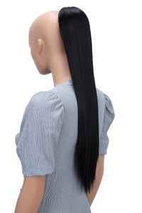 CAISHA 26" Longhair Hairpiece Ponytail Extension Drawstring Straigth Heat-Resistant Synthetic Fibres Black PH601