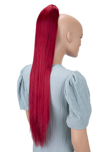 CAISHA 28" Extra Long Straight Ponytail Hairpiece Heat-resistant Synthetic Fibres Red H100