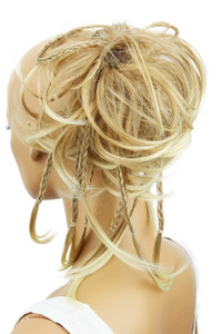 CAISHA Jumbo Scrunchie Braided Updo Wavy Messy Bun Hairpiece Blond Mix G11D