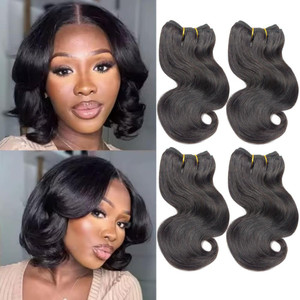 4Bundles Brazilian Body Wave Virgin Hair Extension Human Hair Bundles 8"Short Virgin Brazilian Hair Weaves 50G/Pcs Human Hair Extensions Natural colo