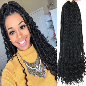 20 Inch 144 Roots/pack Crochet Braids Box Braids Crochet Hair For Women Black Crochet Braid Hair Curly Ends Box Braids Crochet Hair Braiding Hair Ext