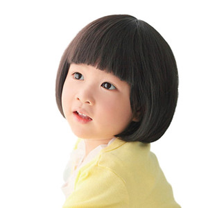 OMORFIEER Hair Pieces and Wigs Black Straight Wigs for Kids Child Bangs Synthetic BOB Cosplay Wig