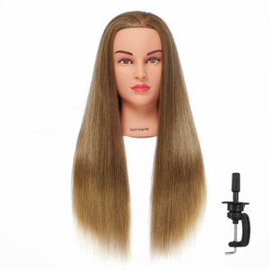 Hairingrid 26"-28" Mannequin Head Hair Styling Training Head Manikin Cosmetology Doll Head Synthetic Fiber Hair and Free Clamp Holder (Golden Brown)