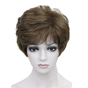 Wiginway Short Straight Synthetic Wigs Wave Shaggy Hairstyle Layered Hair with Bangs for Lady Women