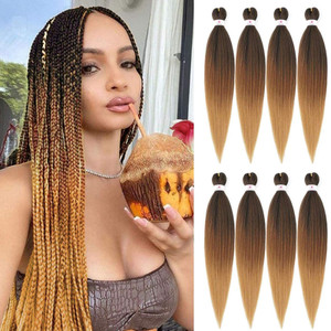 Pre-stretched Braids Hair Professional Itch Free Hot Water Setting Synthetic Fiber Ombre Yaki Texture Braid Hair Extensions 26 Inch 8 Packs Beyond Be