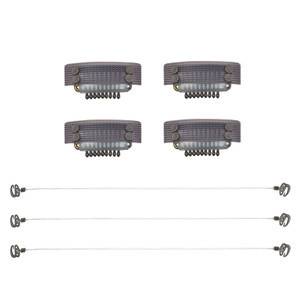 3 Pcs Invisible Elastic Wire for Hair Extensions with 4 Pcs Stainless Steel Wig Clips (Dark Brown)