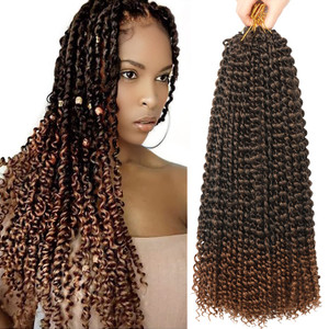 Ubeleco 18 Inch Passion Twist Hair, Water Wave Crochet Hair for Women Ombre Brown Passion Twist Crochet Hair 6 Packs Long Bohemian Synthetic Curly Br