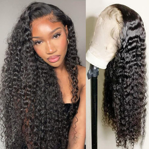 Foreverlove Deep Wave Lace Front Wigs Human Hair Pre Plucked Brazilian Deep Curly 13x4 HD Frontal Wigs for Black Women 200% Density Remy Human Hair (