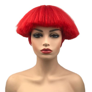Aimole Short Yaki Straight Synthetic Wigs Red Mushroom Head Wig Bowl haircut Wigs Bob(113 Red)