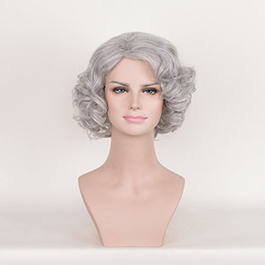 DENIYA Short Curly Silver Grey Glueless Lace Front Wigs for Women Cosplay Grandma Wigs Prime