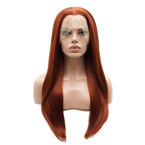 Lushy Hair Synthetic Lace Front Wig Straight Long 24inch Wine Red Wig Heat Friendly Heavy Density Realistic Wig