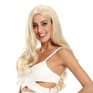 JIASLY Blonde Wig Curly Wavy Synthetic Blonde Wigs for Women, 24inch Long Heat Resistant Wig, Platinum Blonde Wigs.